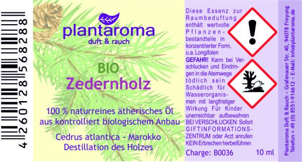 Plantaroma öl Zeder Etikett